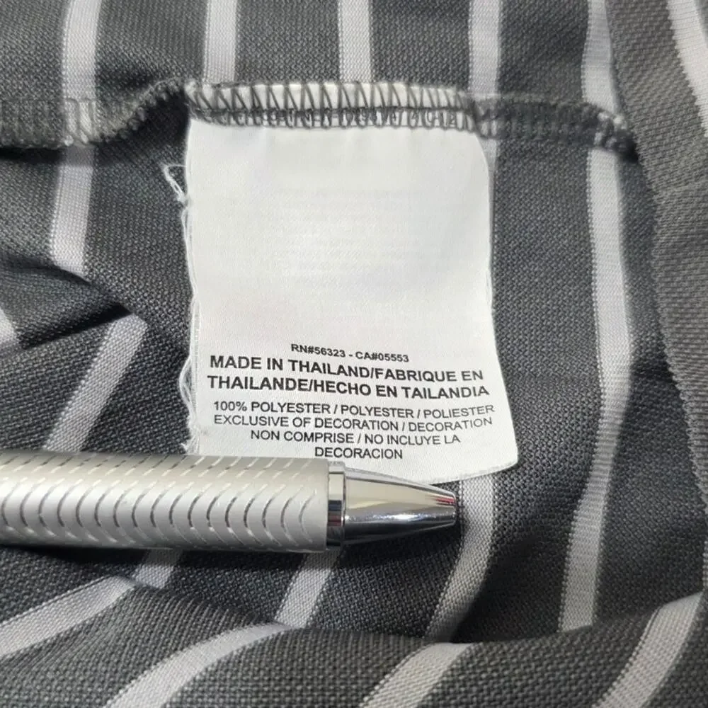 Nike Dri-fit grey striped short sleeve polo shirt - large